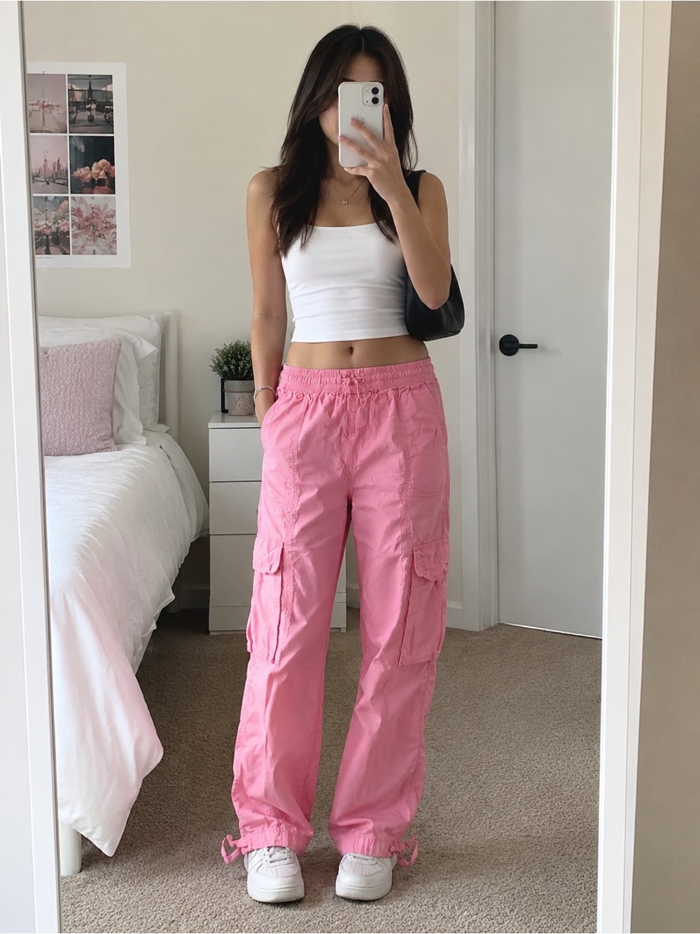 Aerie High Waisted Go For It Baggy Cargo Pants in Spicy Coral